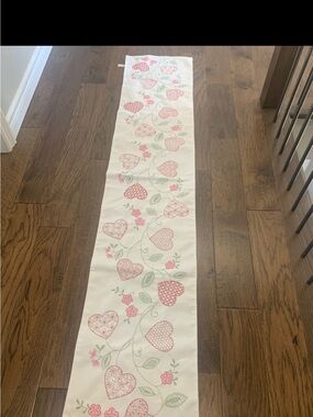 Embroidered Pink Heart Runner by